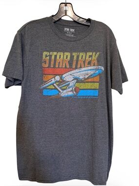 Star Trek Graphic Tee Shirt Medium Retro USS Enterprise Distressed M